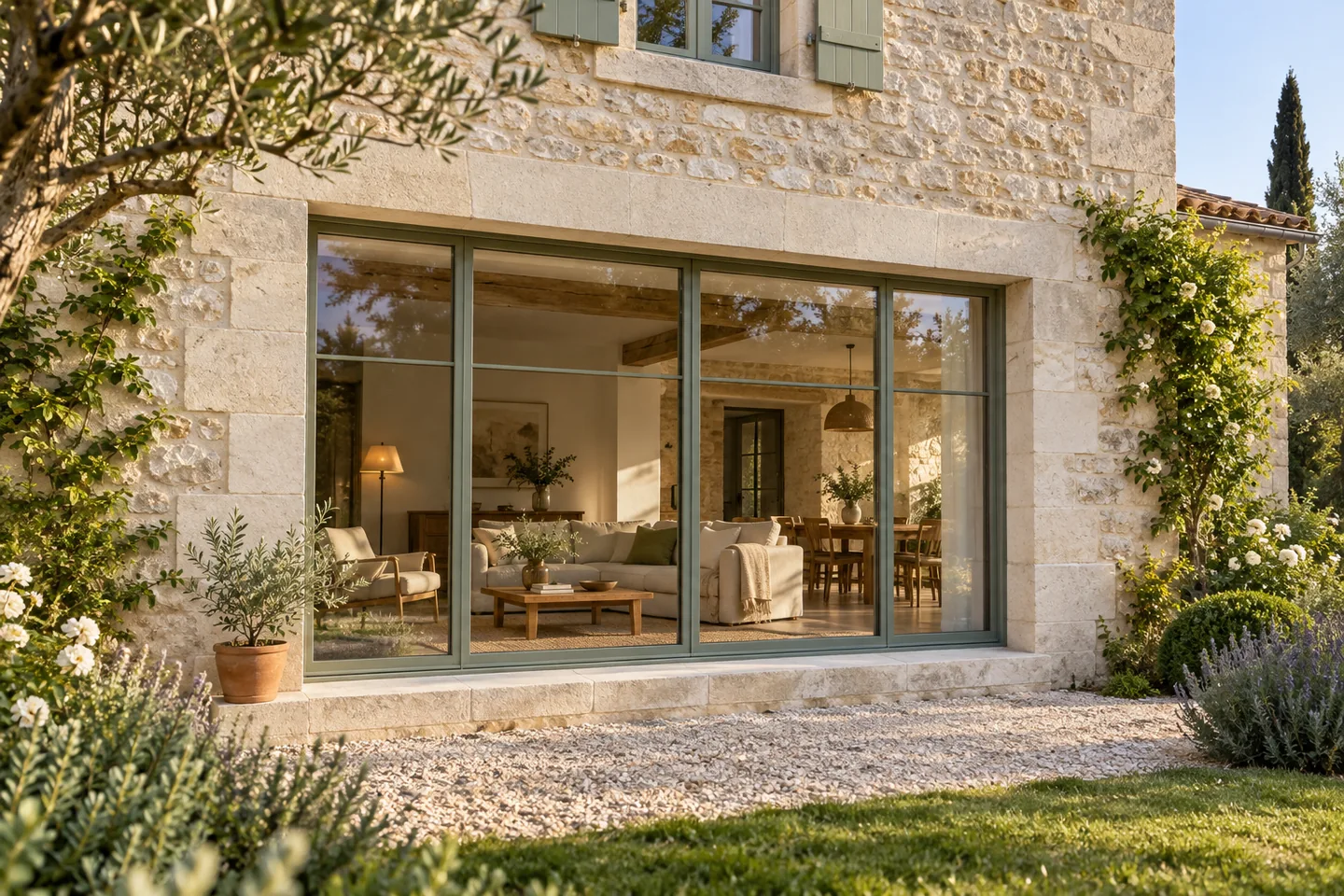 Projet d'ouverture en façade dans une maison en pierre